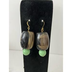 brown and light green bead earrings